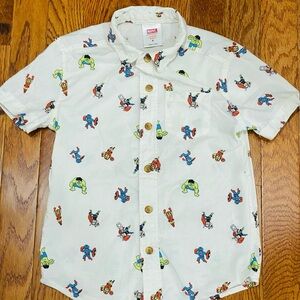 Marvel Character Collage Kids Shirt with Buttons